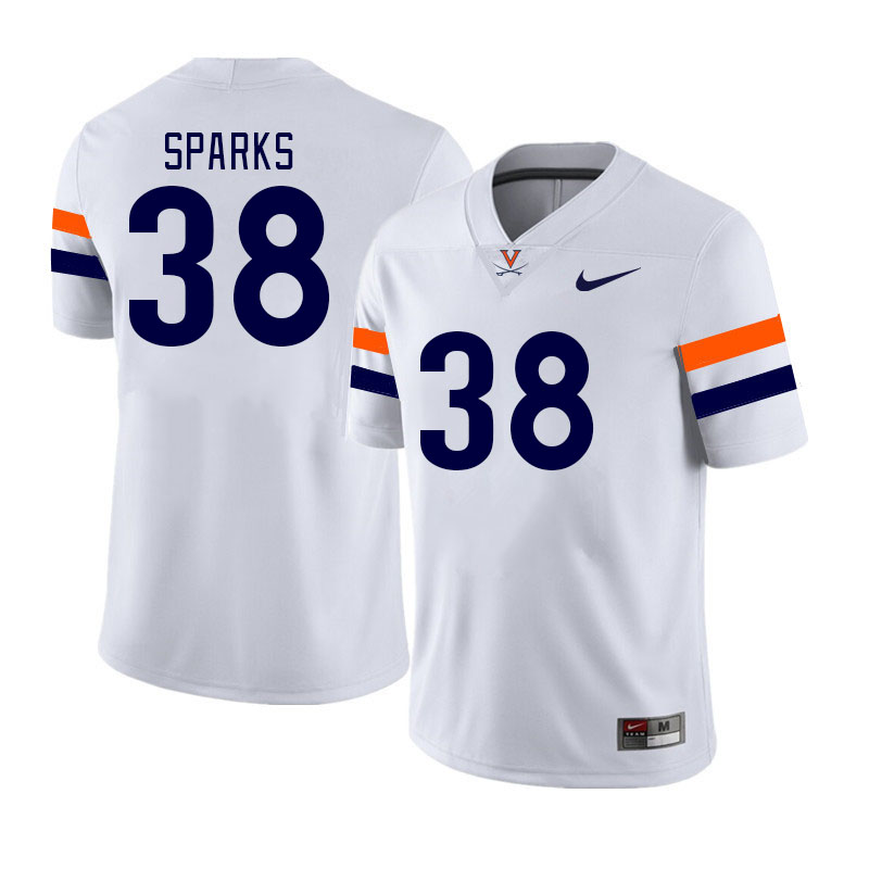 Men #38 Daniel Sparks Virginia Cavaliers College Football Jerseys Stitched Sale-White - Click Image to Close